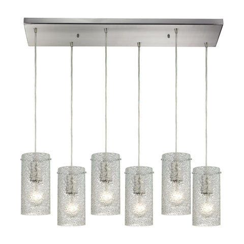 Ice Fragments 6 Light Pendant In Satin Nickel And Clear Glass Ceiling Elk Lighting 