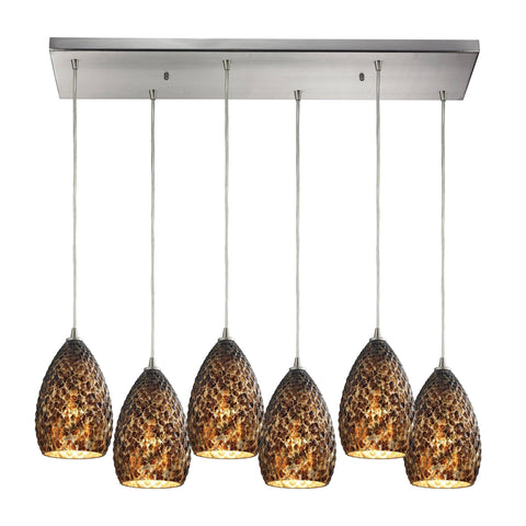 Geval 6 Light Pendant In Satin Nickel Ceiling Elk Lighting 