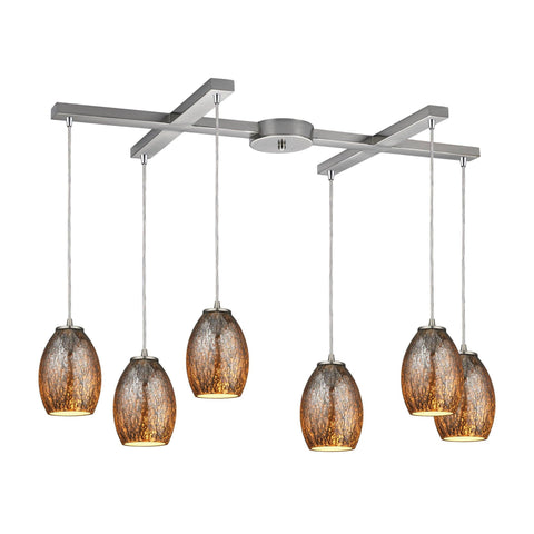 Venture 6 Light Pendant In Satin Nickel Ceiling Elk Lighting 