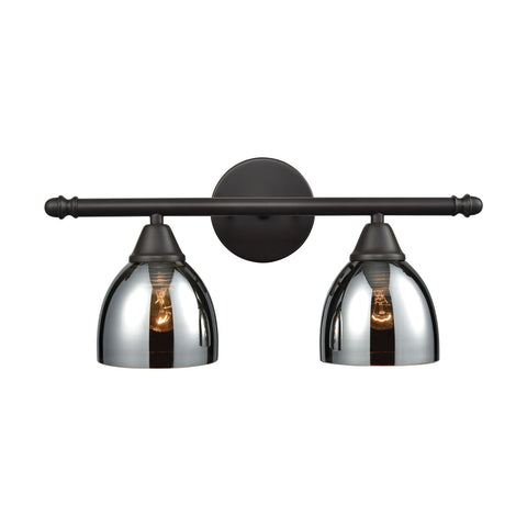 Reflections 2 Light Vanity In Oil Rubbed Bronze With Chrome Plated Glass Wall Elk Lighting 