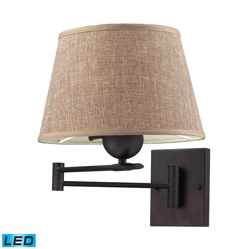 Swingarms 1 Light LED Swingarm Sconce In Aged Bronze With Tan Shade Wall Elk Lighting 