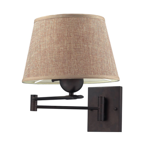 Swingarms 1 Light Swingarm Sconce In Aged Bronze With Tan Shade