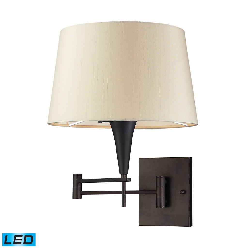 Swingarms 1 Light LED Swingarm Sconce In Aged Bronze With Beige Shade Wall Elk Lighting 