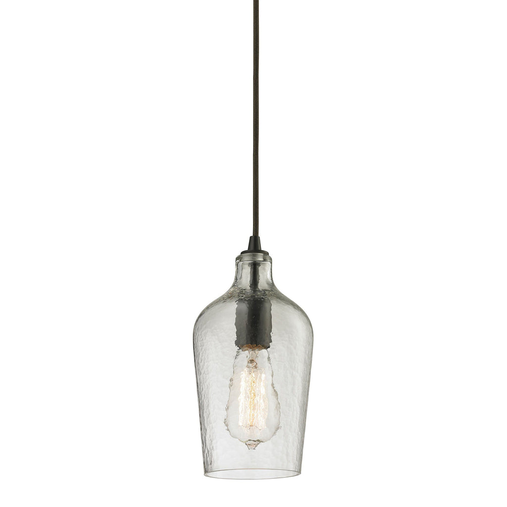 Hammered Glass Pendant In Oil Rubbed Bronze And Clear Glass Ceiling Elk Lighting 