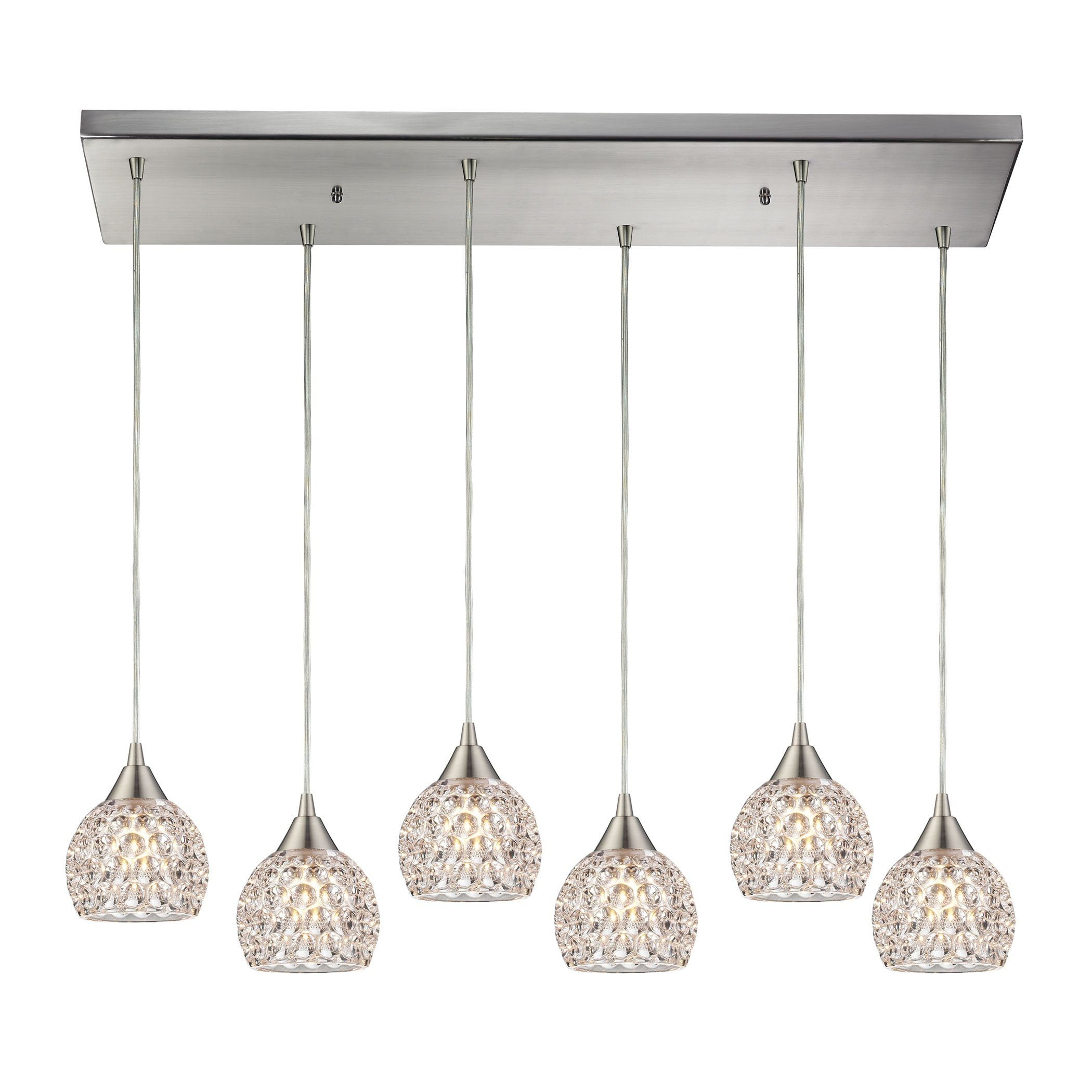 Kersey 6 Light Pendant In Satin Nickel Ceiling Elk Lighting 