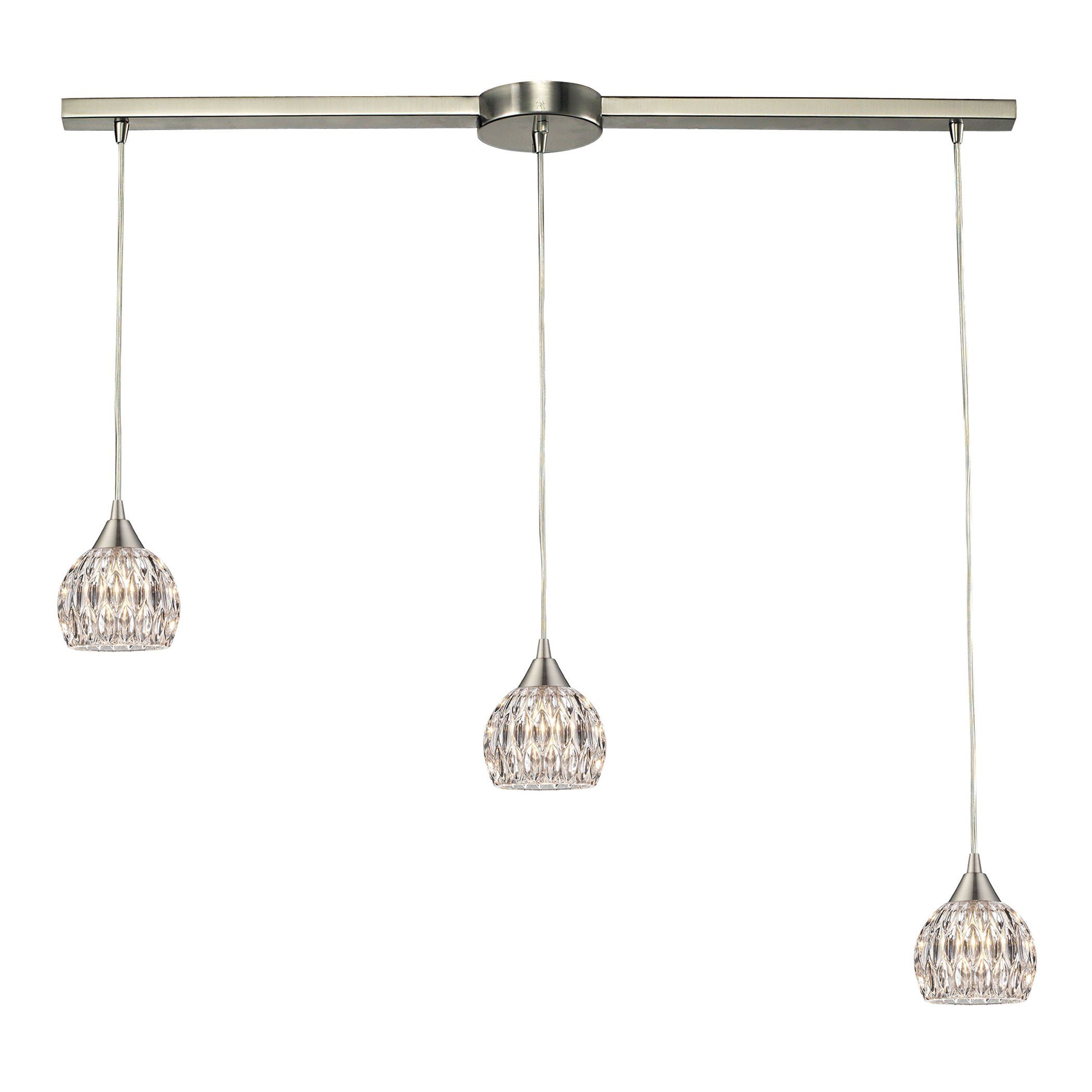 Kersey 3 Light Pendant In Satin Nickel Ceiling Elk Lighting 