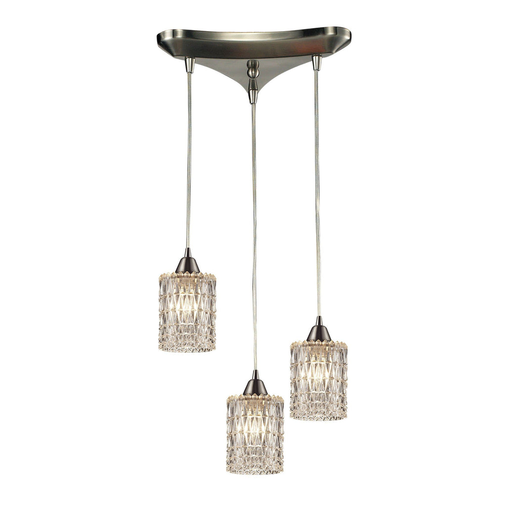 Kersey 3 Light Pendant In Satin Nickel Ceiling Elk Lighting 