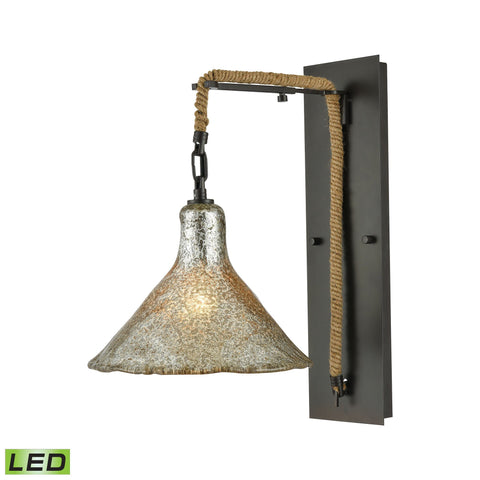 Hand Formed Glass 1 Light LED Wall Sconce In Oil Rubbed Bronze Wall Sconce Elk Lighting 