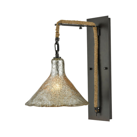 Hand Formed Glass 1 Light Wall Sconce In Oil Rubbed Bronze Wall Sconce Elk Lighting 