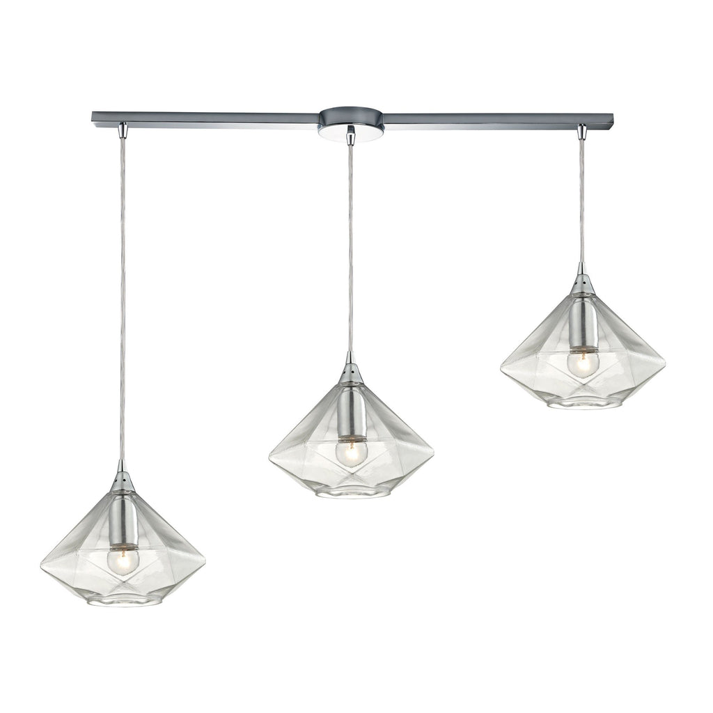 Geometrics 3 Light Pendant In Polished Chrome Ceiling Elk Lighting 