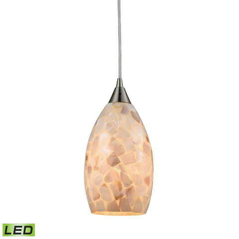 Capri LED Pendant In Satin Nickel And Capiz Shell Ceiling Elk Lighting 