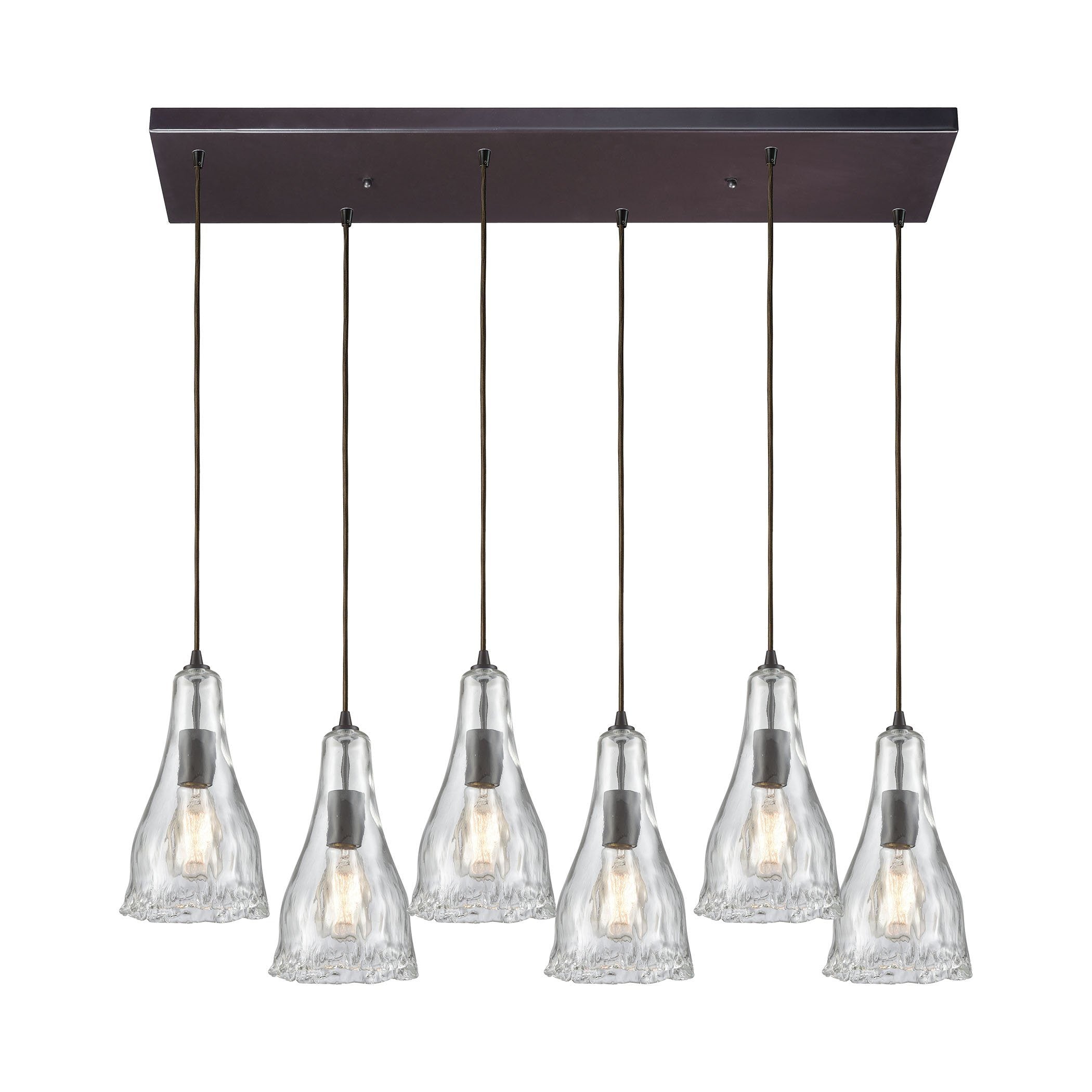 Hand-Formed Glass 6 Pendant Oil Rubbed Bronze Ceiling Elk Lighting 