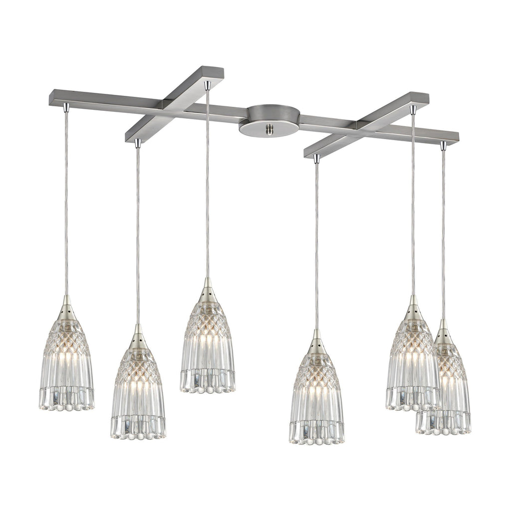 Kersey 6 Light Pendant In Satin Nickel Ceiling Elk Lighting 