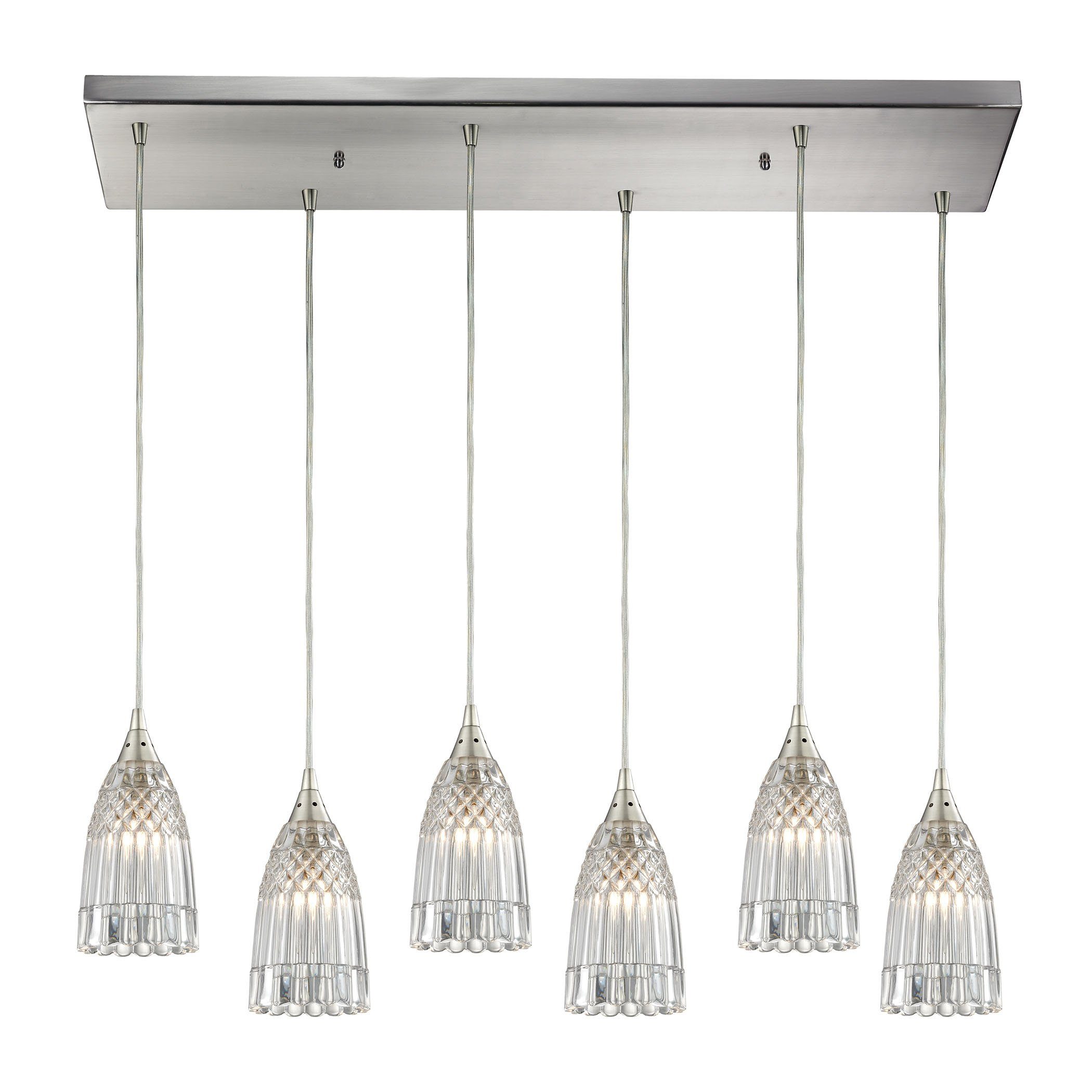 Kersey 6 Light Pendant In Satin Nickel Ceiling Elk Lighting 