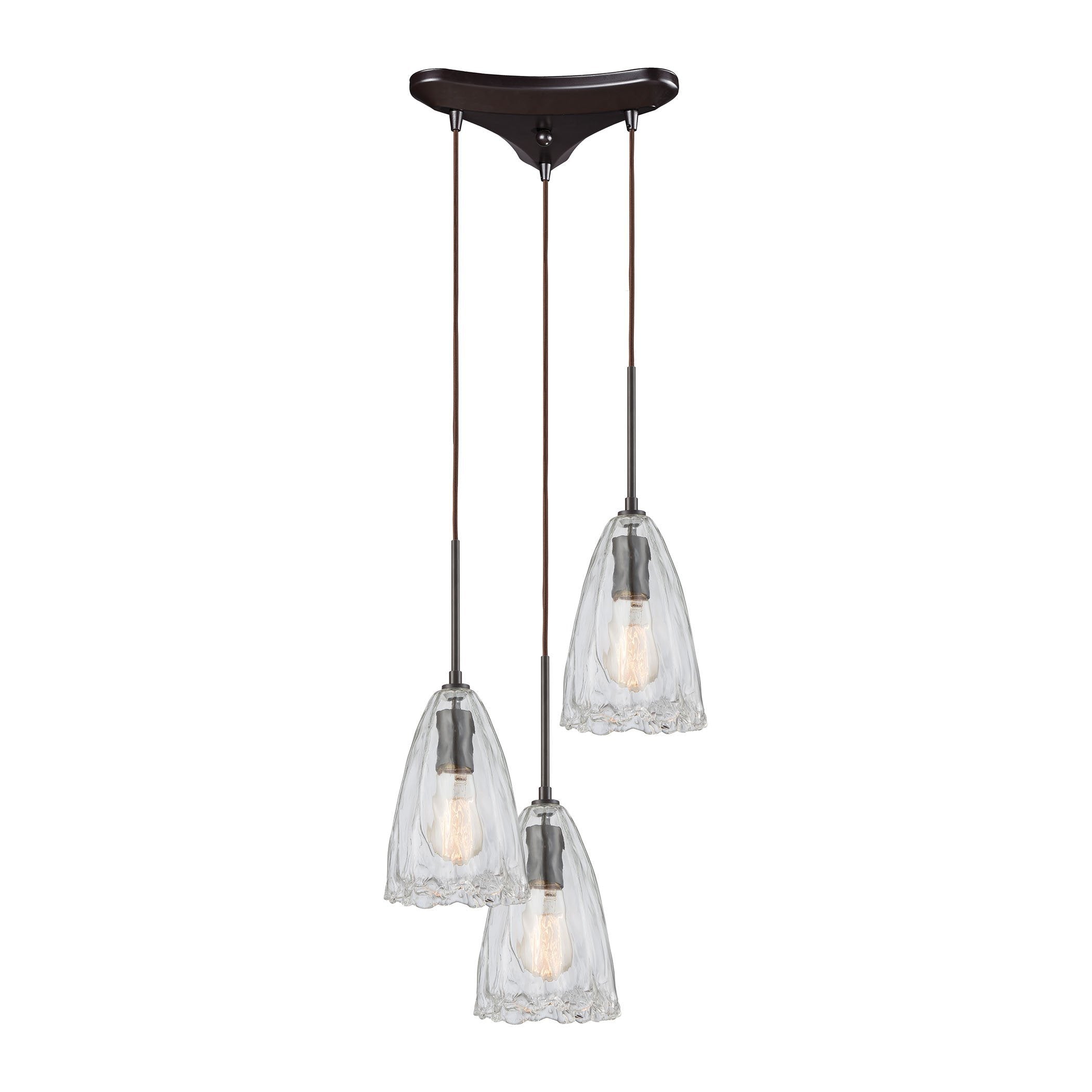 Hand-Formed Glass 3 Pendant Oil Rubbed Bronze Ceiling Elk Lighting 