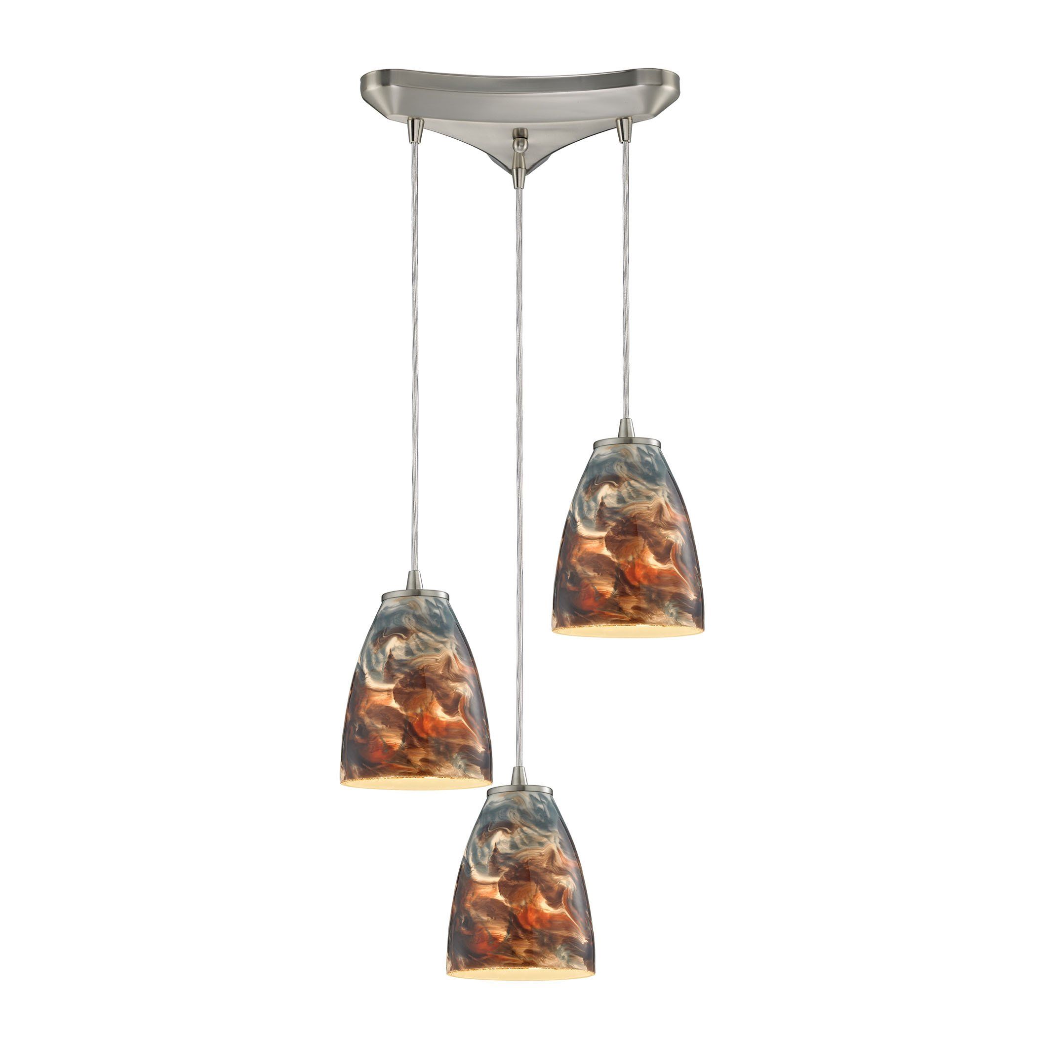 Abstractions 3 Light Pendant In Satin Nickel Ceiling Elk Lighting 