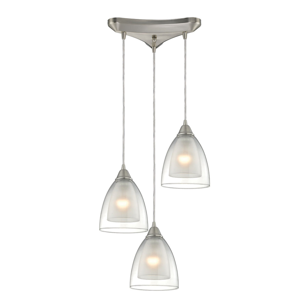 Layers 3 Light Pendant In Satin Nickel And Clear Glass Ceiling Elk Lighting 