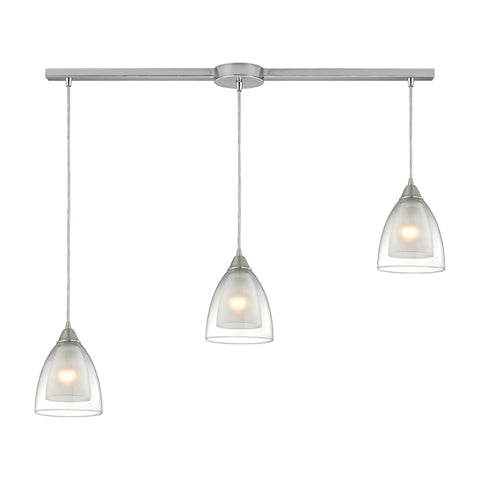 Layers 3 Light Pendant In Satin Nickel And Clear Glass Ceiling Elk Lighting 