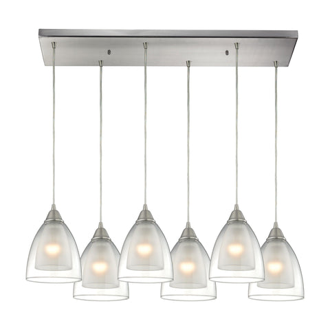 Layers 6 Light Pendant In Satin Nickel And Clear Glass Ceiling Elk Lighting 