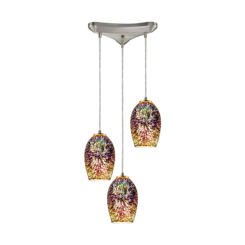 Illusions 3 Light Pendant In Satin Nickel Ceiling Elk Lighting 