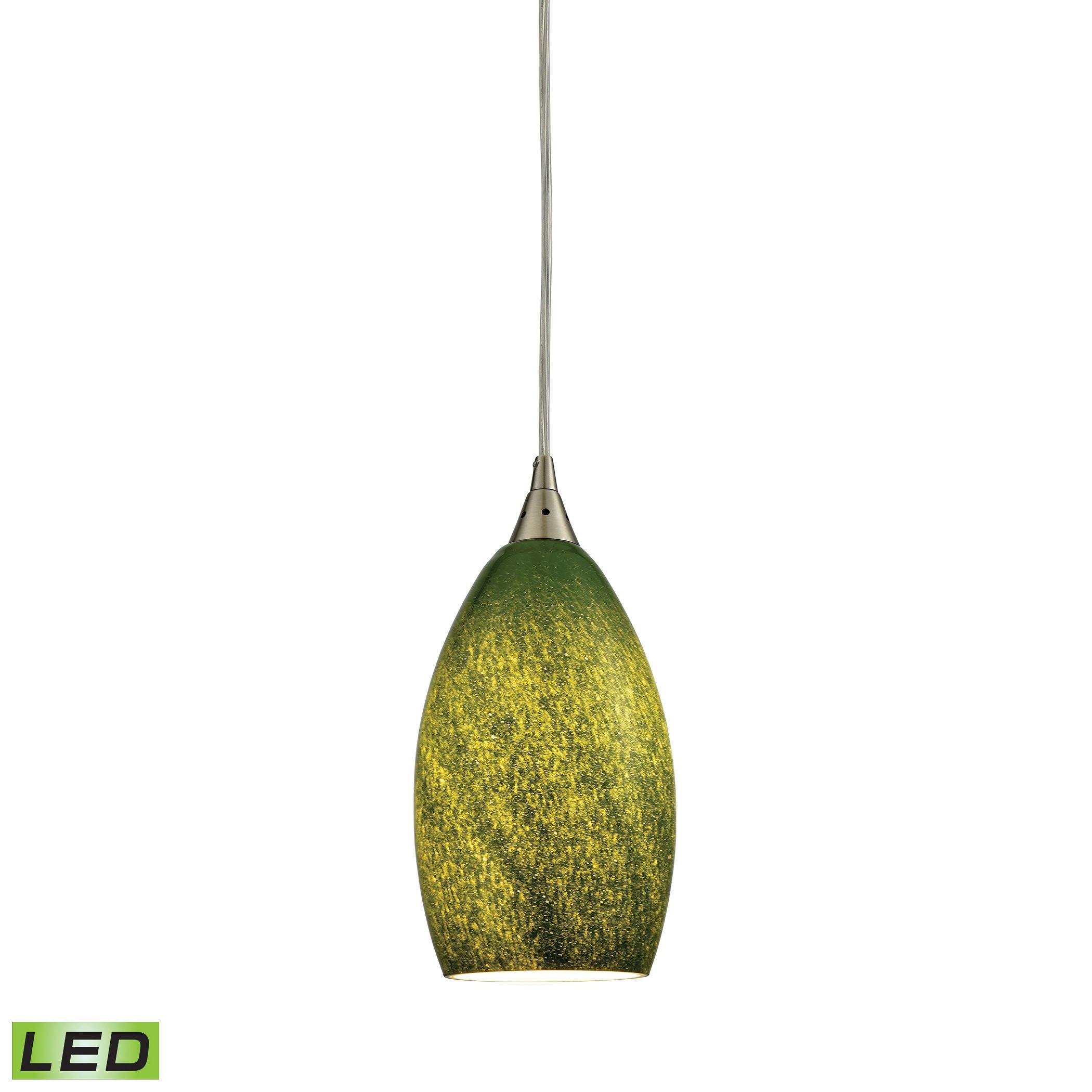Earth LED Pendant In Satin Nickel And Grass Green Glass Ceiling Elk Lighting 