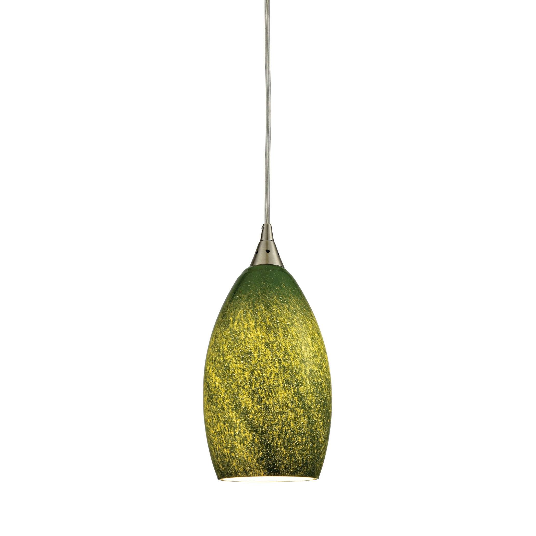 Earth Pendant In Satin Nickel And Grass Green Glass Ceiling Elk Lighting 