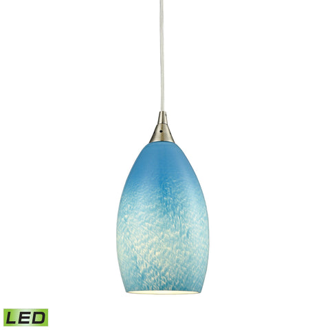 Earth LED Pendant In Satin Nickel And Sky Blue Glass Ceiling Elk Lighting 
