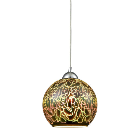 Illusions Pendant In Polished Chrome With 3-D Graffiti Glass Ceiling Elk Lighting 