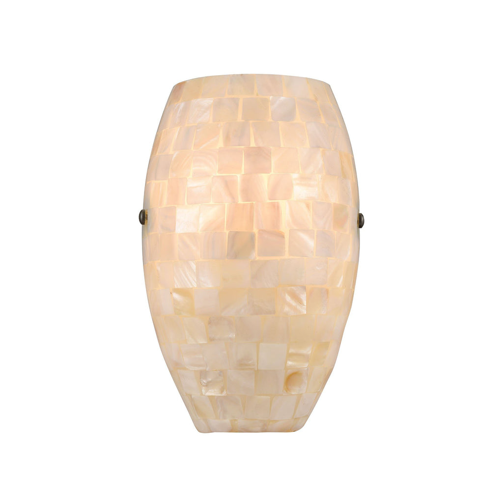 Capri 1-Light Sconce in Satin Nickel with Glass/Capiz Shells Wall Elk Lighting 