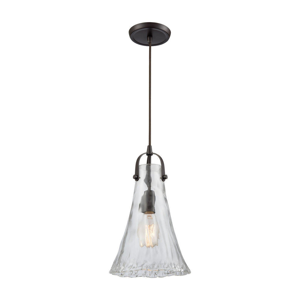 Hand-Formed Glass 1 Pendant Oil Rubbed Bronze Ceiling Elk Lighting 