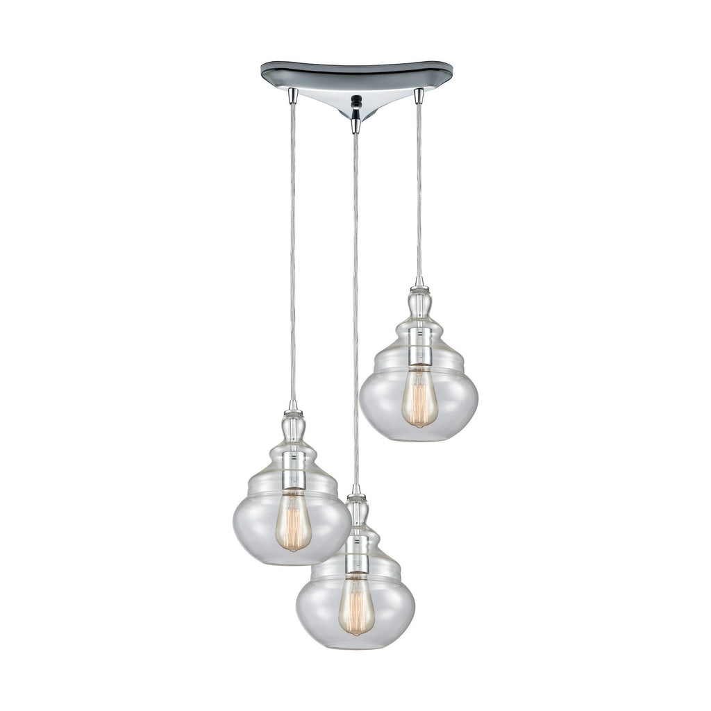 Tabor 3 Pendant Polished Chrome Ceiling Elk Lighting 