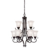 Brighton 9-Light Chandelier in Oil Rubbed Bronze and White Glass Ceiling Thomas Lighting 