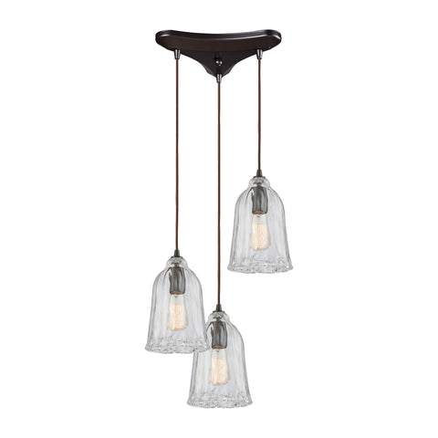 Hand-Formed Glass 3 Pendant Oil Rubbed Bronze Ceiling Elk Lighting 