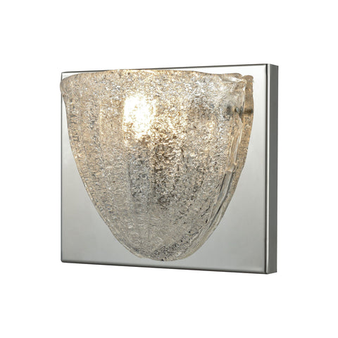 Verannis 1 Light Vanity In Polished Chrome With Hand-Formed Clear Sugar Glass Wall Elk Lighting 