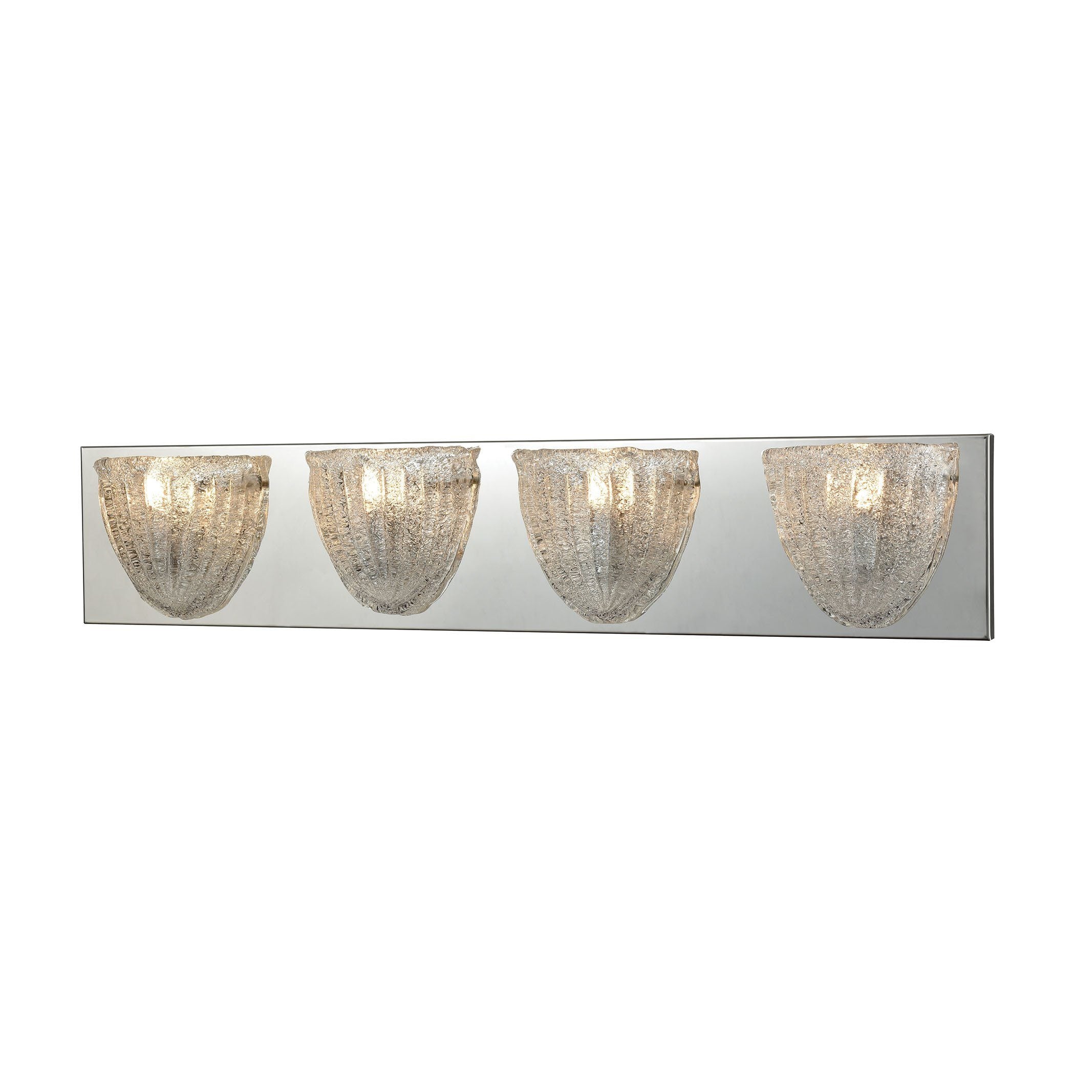Verannis 4 Light Vanity In Polished Chrome With Hand-Formed Clear Sugar Glass Wall Elk Lighting 