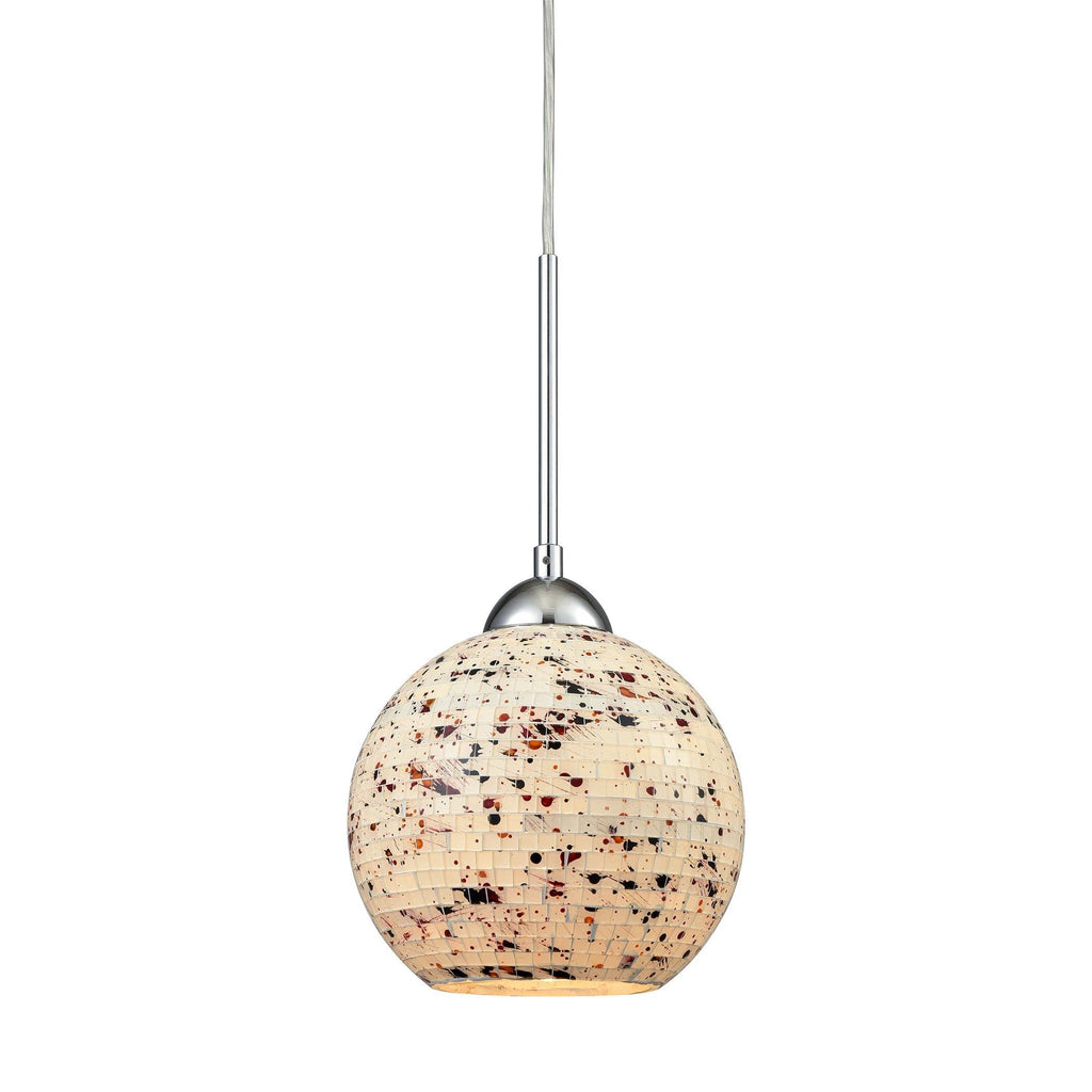 Spatter Pendant In Polished Chrome With Spatter Mosaic Glass Ceiling Elk Lighting 