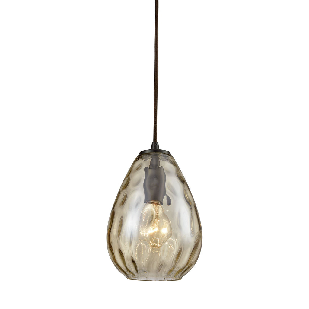 Lagoon Pendant In Oil Rubbed Bronze With Champagne Plated Water Glass Ceiling Elk Lighting 