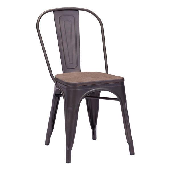 Elio Chair Rusty+Elm Wood Top (Set of 2) Furniture Zuo 