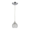 Kersey 1-Light Mini Pendant in Polished Chrome with Clear Crystal Ceiling Elk Lighting 