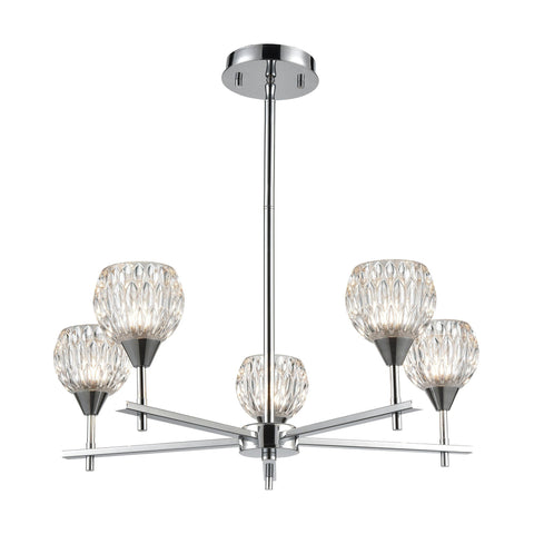 Kersey 5-Light Chandelier in Polished Chrome with Clear Crystal Ceiling Elk Lighting 