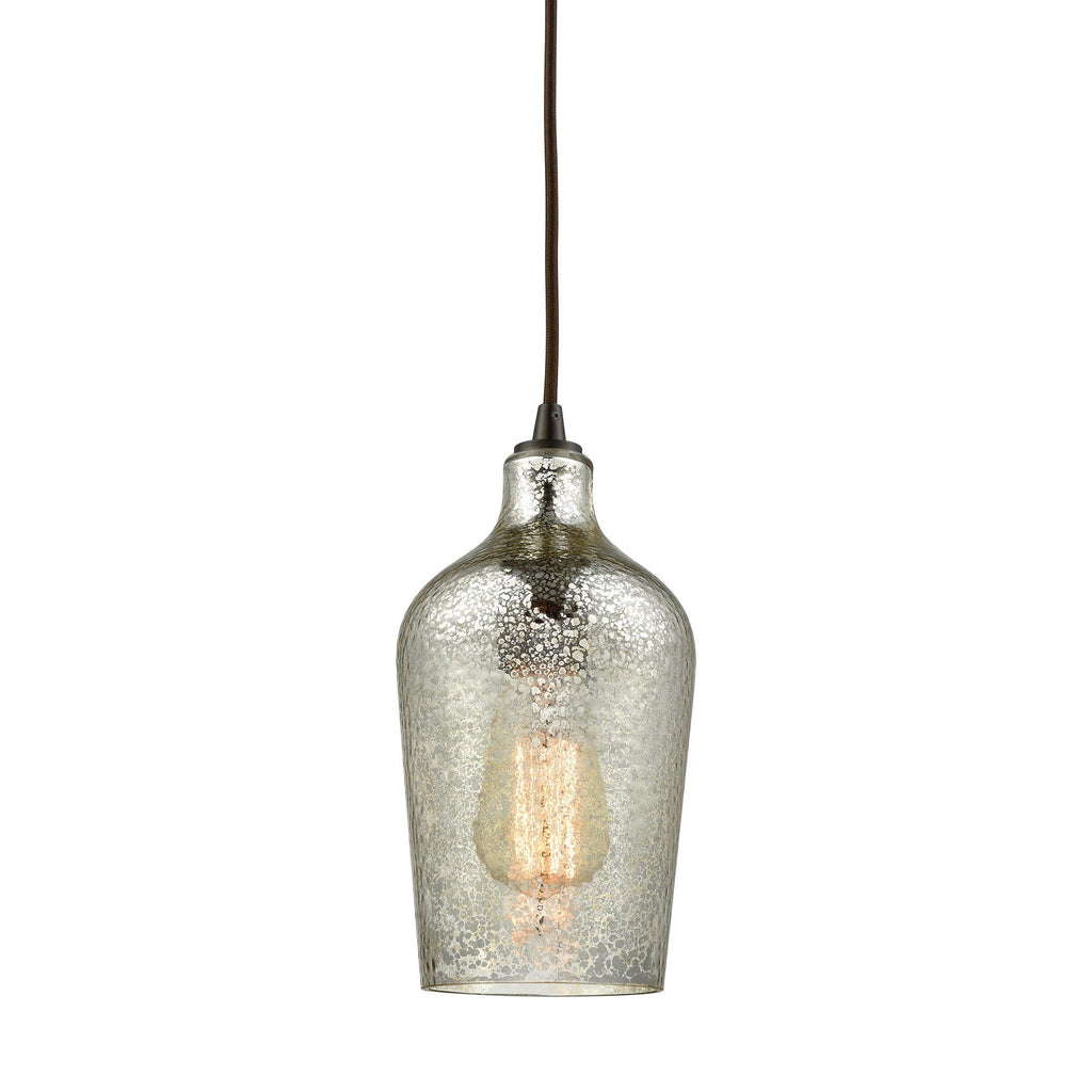 Hammered Glass Pendant In Oil Rubbed Bronze With Hammered Mercury Glass Ceiling Elk Lighting 