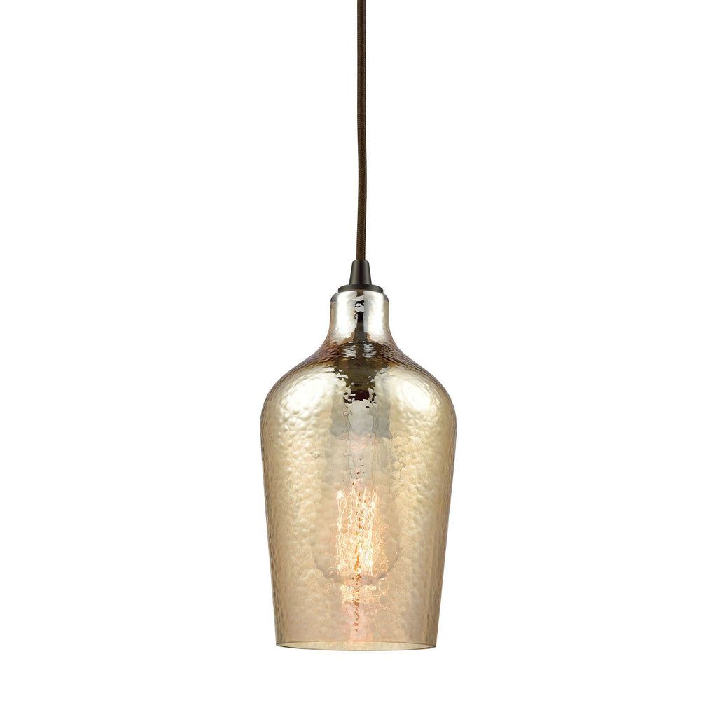 Hammered Glass Pendant In Oil Rubbed Bronze With Hammered Amber Plated Glass Ceiling Elk Lighting 
