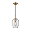 Barrel Series 7"w Brass Mini Pendant with Clear Glass Ceiling Elk Lighting Default Value 
