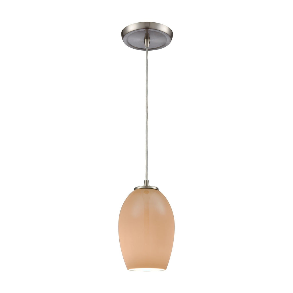Villiska 5"w Satin Nickel Mini Pendant with Peach Glass Ceiling Elk Lighting Default Value 