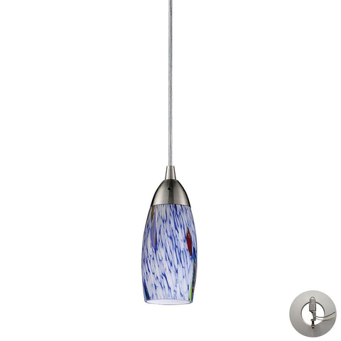 Milan Pendant In Satin Nickel And Starburst Blue Glass - Includes Recessed Lighting Kit Ceiling Elk Lighting 