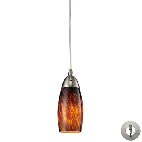 Milan Pendant In Satin Nickel And Espresso Glass - Includes Recessed Lighting Kit Ceiling Elk Lighting 