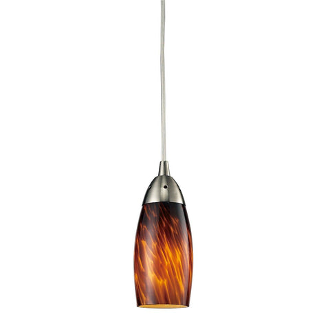 Milan LED Pendant In Satin Nickel And Espresso Glass Ceiling Elk Lighting 
