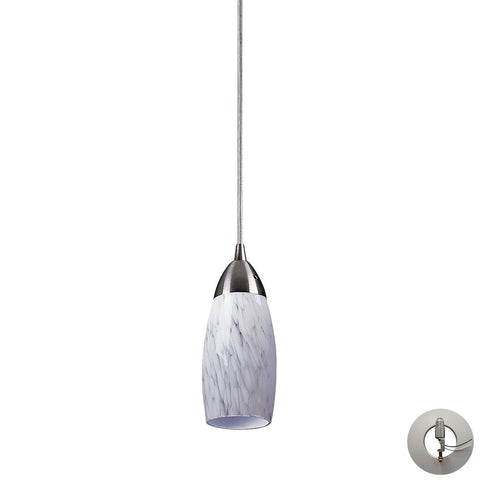 Milan Pendant In Satin Nickel And Snow White Glass - Includes Recessed Lighting Kit Ceiling Elk Lighting 