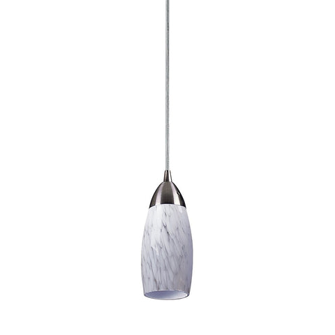 Milan LED Pendant In Satin Nickel And White Swirl Glass Ceiling Elk Lighting 