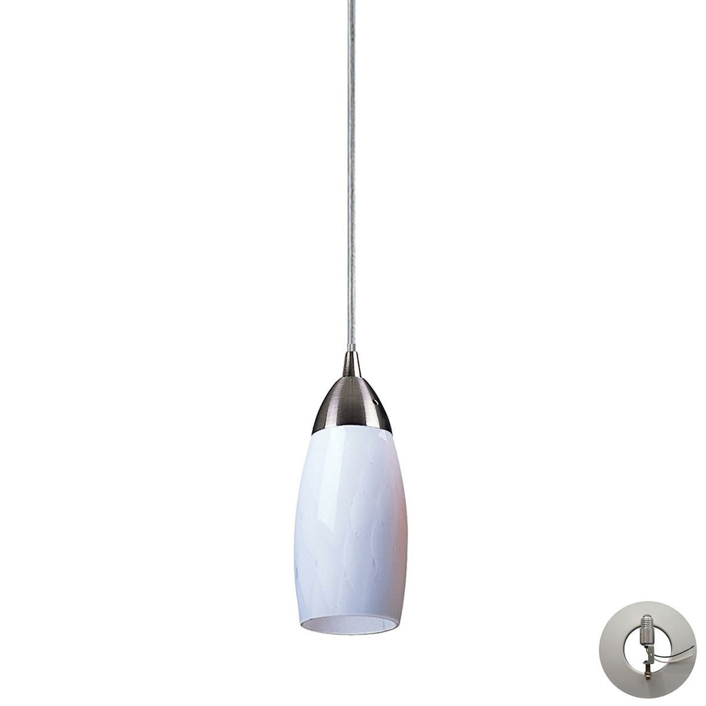 Milan Pendant In Satin Nickel And Simply White Glass - Includes Recessed Lighting Kit Ceiling Elk Lighting 